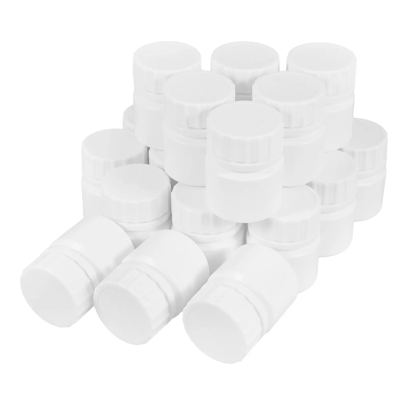 20Pcs White 20Ml Reusable Plastic Bottles Screw Tops for Supplements Pills Tablets Medicine Storage