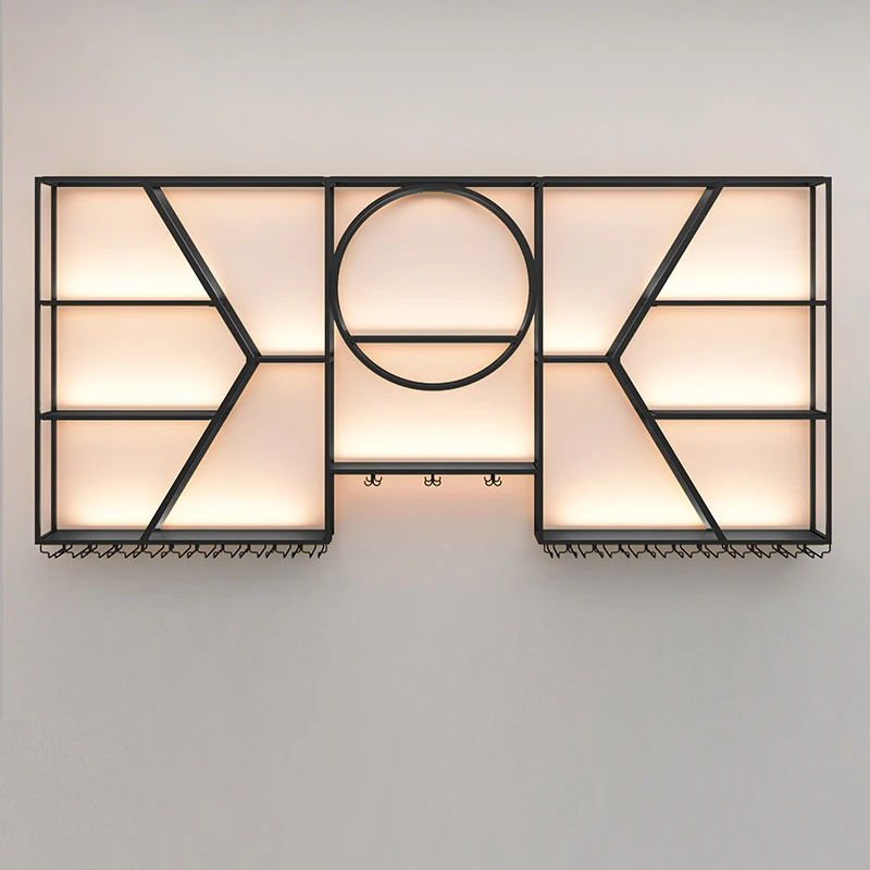 European Design Wine Cabinet Simple Minimalist Aesthetic Vintage Wine Cabinet Rustic Wall Lighted Metal Estante Bar Furniture