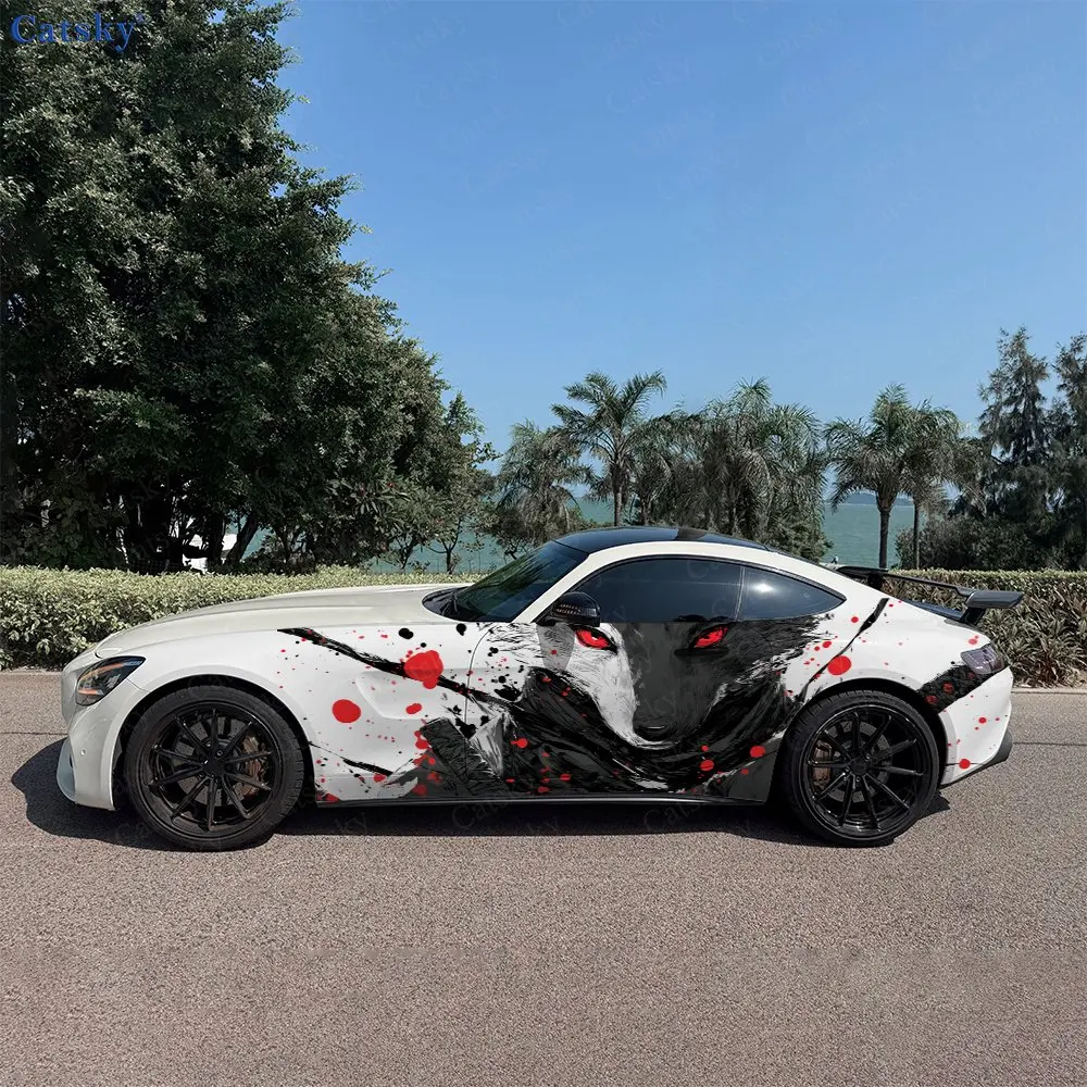 

2pcs Bloody Raccoon Warrior Soul, Durable, Fade-resistant, Enhance Vehicle Aesthetics With Bold Artistic Design Car Vinyl Wraps