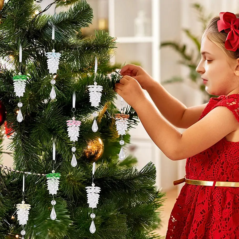 

Acrylic Pine Cone Ornaments Shatter-proof Christmas Decorations Prism Acrylic Pinecone Ornaments for Christmas Tree Decor