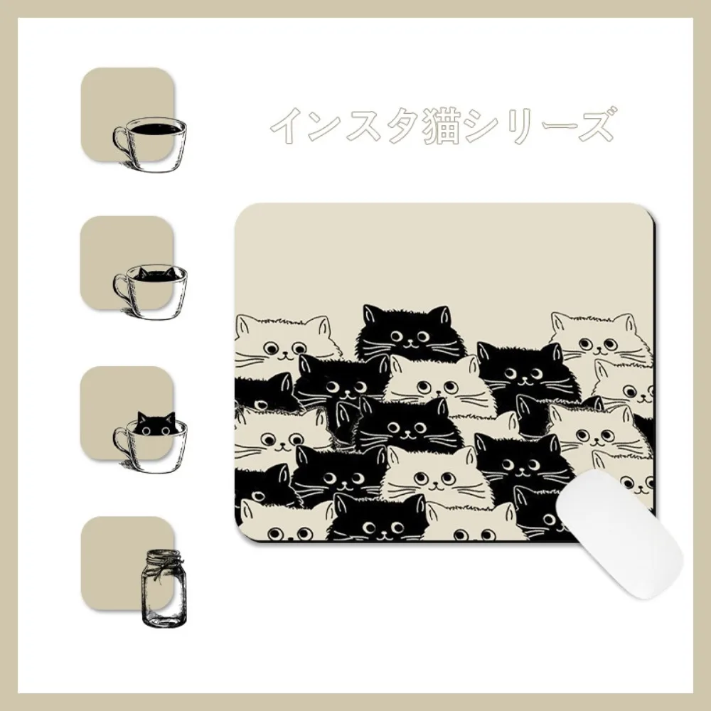

Cartoon Desk Mat Cat Mouse Pads Waterproof Anti-Slip Waterproof Keyboard Mat Literary Thickened Black Cat Mouse Pad Home Decor