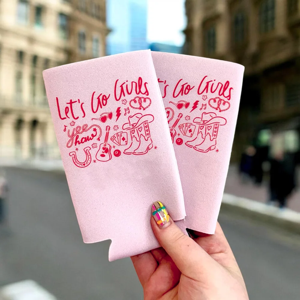 5 Stück Let's Go Girls Pink Can Cooler Bachelorette Party Western Cowgirl Dekorationen Nashville Party Favours Last Rodeo Hoedown