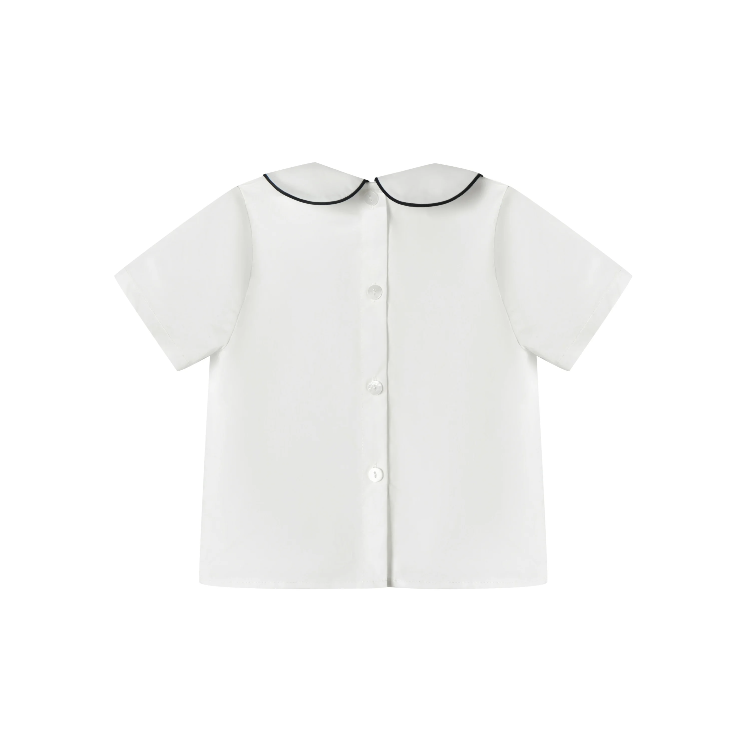 Baby Boy Turn Down Collar White Cotton Shirt Summer Short Sleeves Top Toddler Boys Clothing For Daily