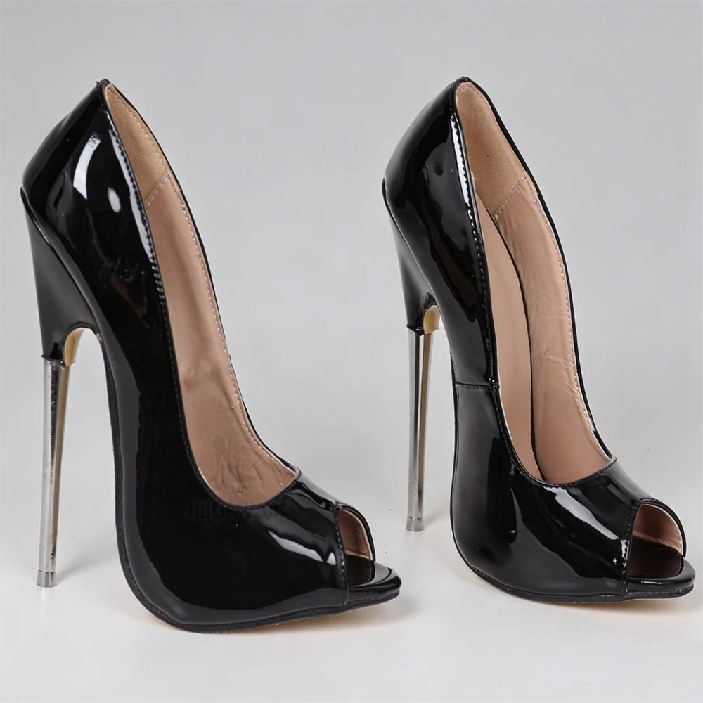 JIALUOWEI 7 Inch High Heel Peep Toe Stiletto Pumps Sizes 36-46