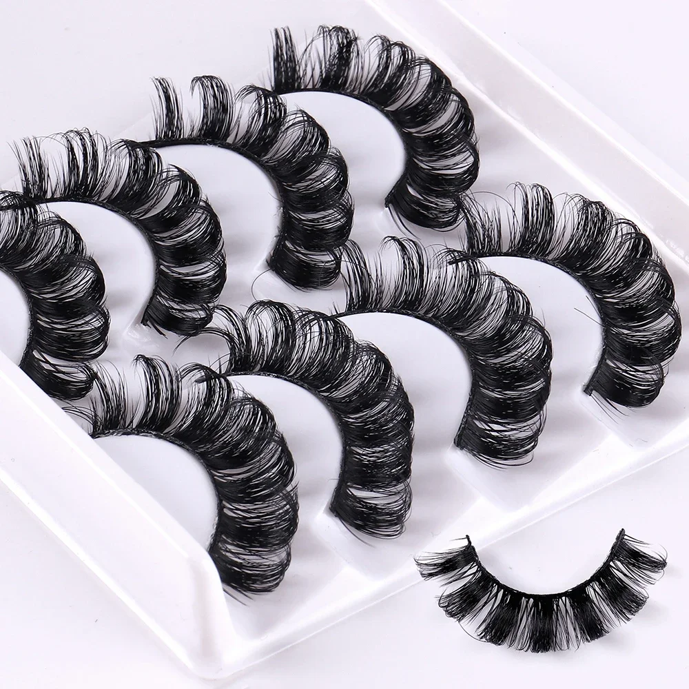 4 Pairs Lashes DD Curl Russian Lashes 3D Mink Eyelashes Reusable Fluffy Russian Strip Lashes eyelash extension