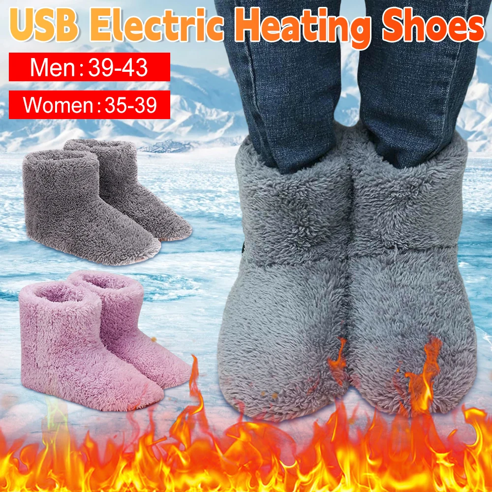 

Зимняя обувь с электрическим подогревом USB, ботильоны с подогревом для женщин и мужчин, удобная грелка для ног, моющаяся обувь с подогревом для дома и улицы