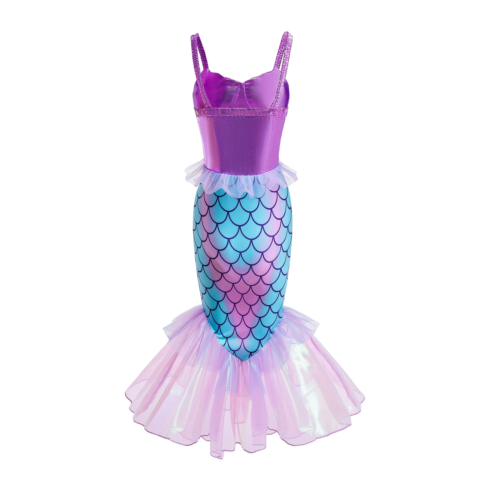 Disney New Ariel Princess Little Mermaid Dress Girl Charm Cosplay Costume Kids Birthday Party Halloween Disguise Clothes view 5