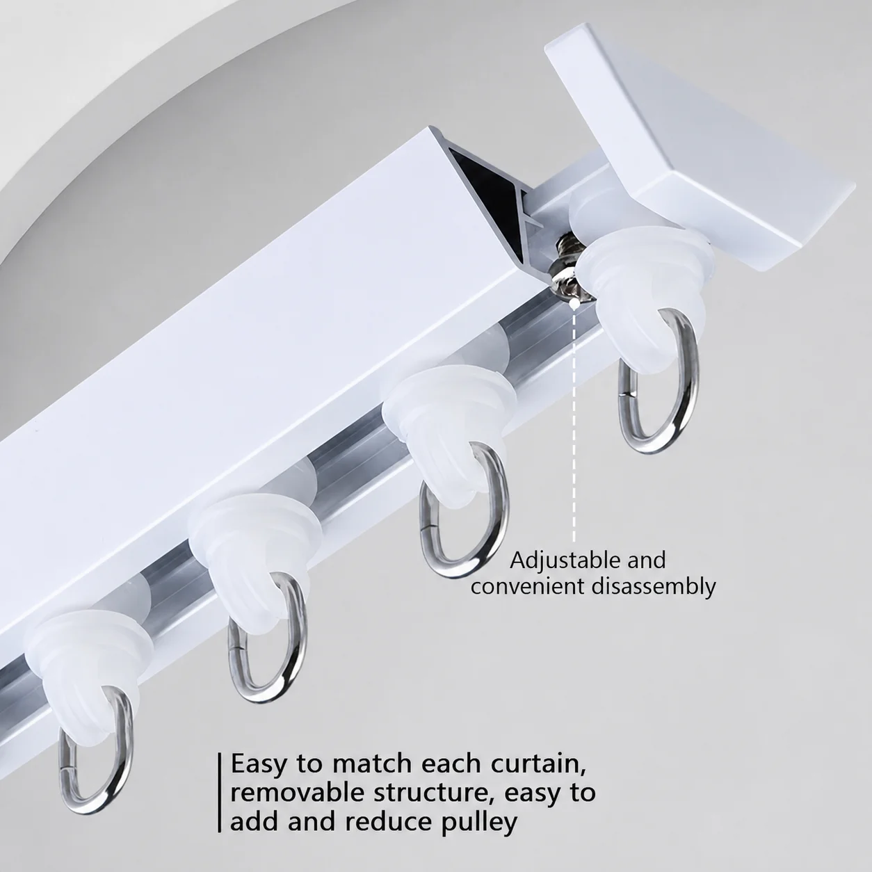 V-Shaped Ultra Thin Invisible Curtain Track Set Heavy Duty Ceiling Mount Aluminum Alloy Curtain Rail  for Living Room Bedroom Ba