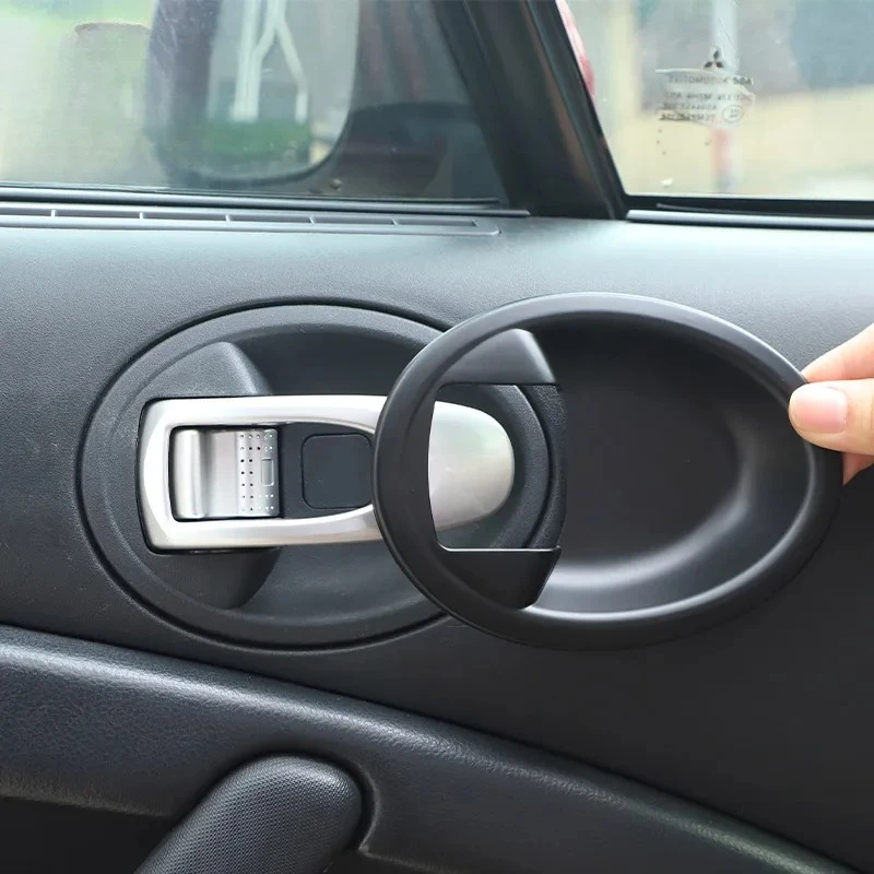 For Mitsubishi Eclipse 2006-2011 ABS Matte black/Red Car Inner Door Bowl Decorative Frame Sticker Car Interior Accessories