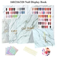 Libro de exhibición de uñas veteado, 160/216/320 colores, libros de esmalte de uñas con puntas de uñas postizas, estilos de uñas postizas, libro de muestra, herramienta para uñas