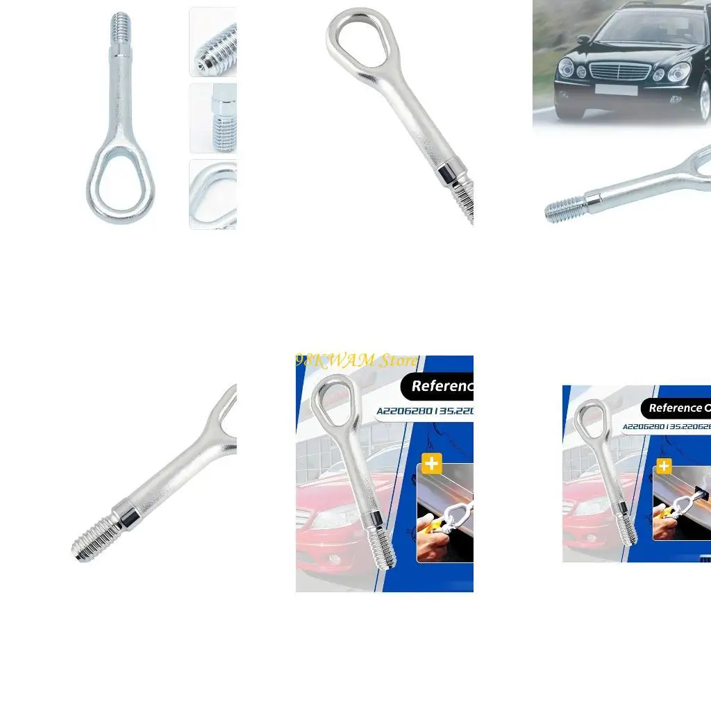 Metal Tow Hook with Towing Eye Loop for Vehicle Tow Point Use 68UF