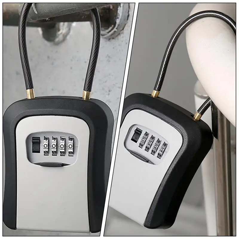 1PC Code Box Outdoor Keys Box Password Lock Box Outdoor Lock Box For House Security Wall Mount Key Storage Chain