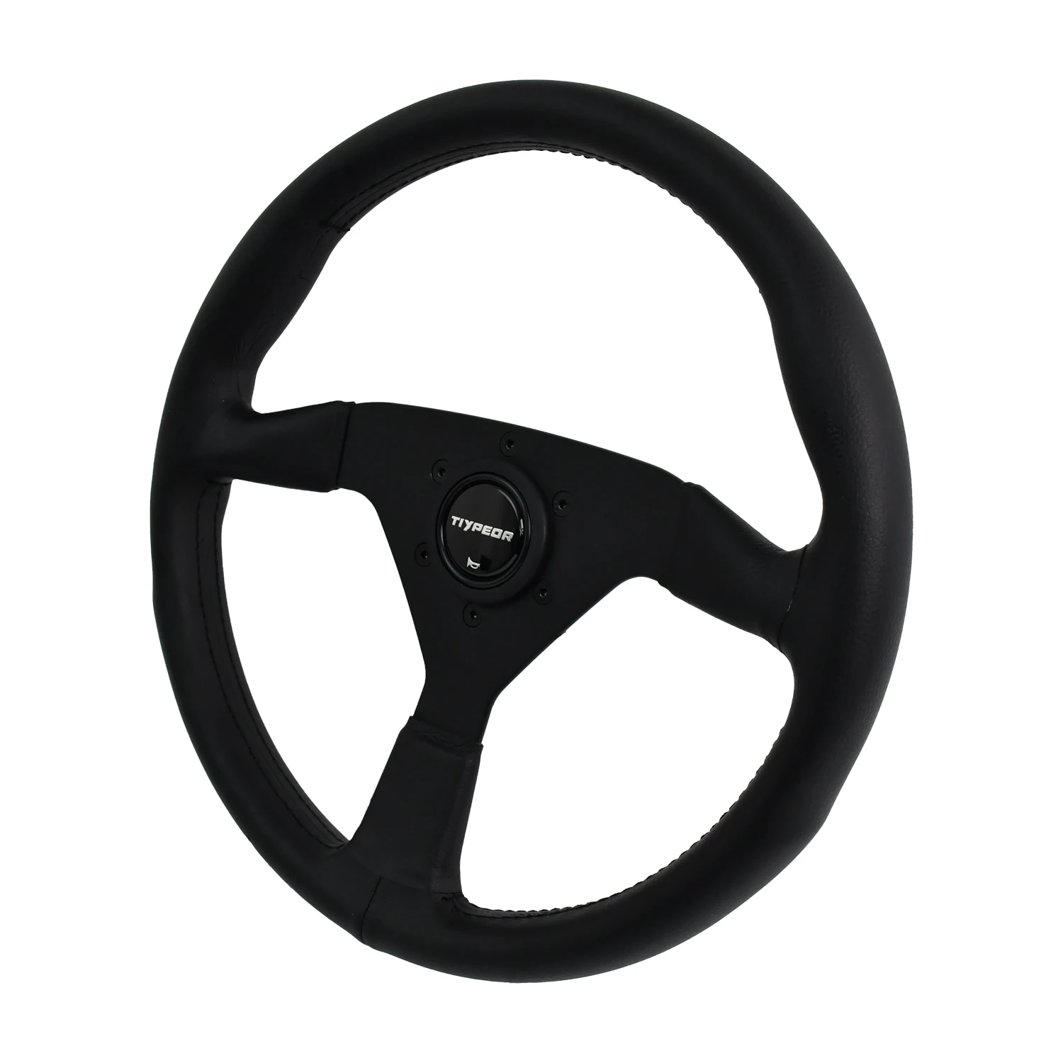 Tiypeor Black Edition 14-inch Grip Universal Car Modification Sports Personalized Racing Style Leather Steering Wheel