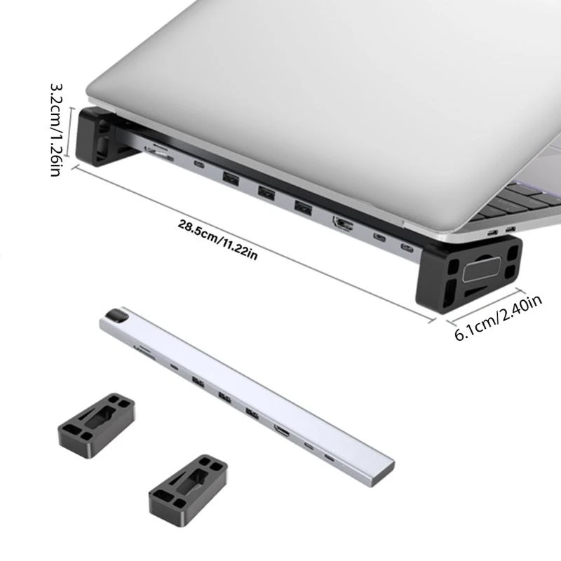 31BA USB C HUB 9 Station Port Docking Station 10GBPS كفاءة مع نقل الفيديو 4K60Hz و PD100W شحن 1000M RJ45 Ethernet