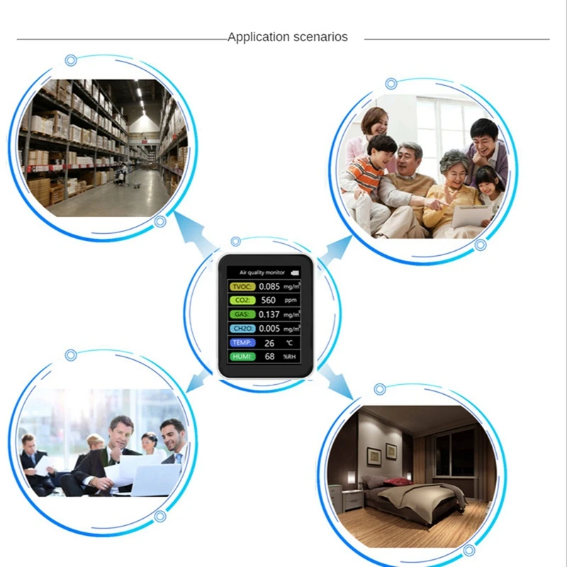 Tuya-Détecteur intelligent de qualité de l\'air, capteur Wifi, moniteur TVOC, CO2, gaz, CH2O, température, humidité, compteur