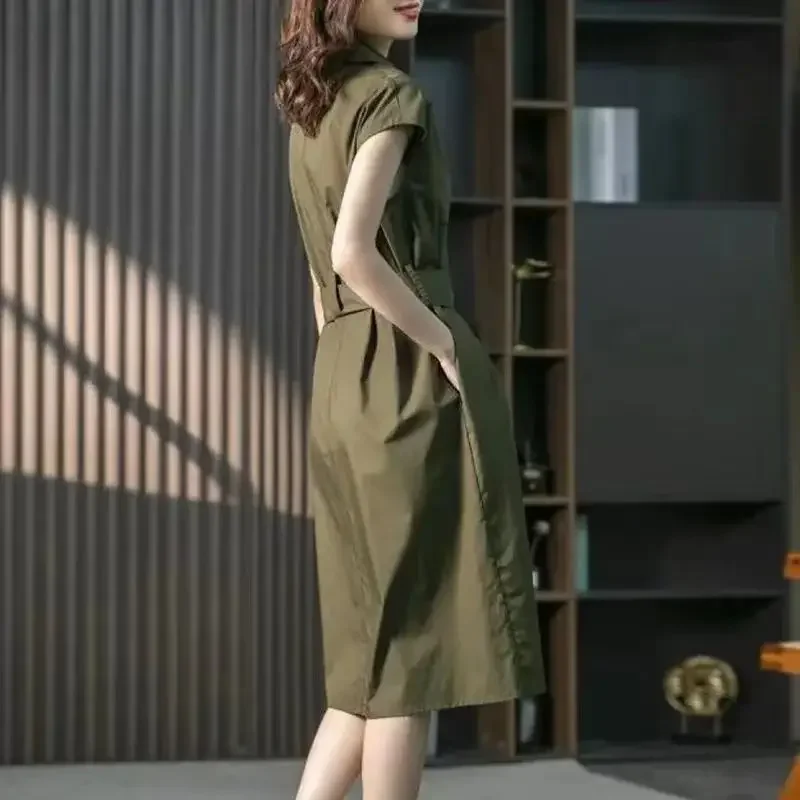 Verão harajuku elegante moda sólida resíduos vestido de renda senhoras curto simples temperamento robe vestidos xq108