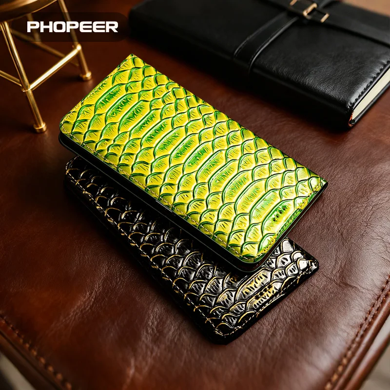 Luxury Genuine Leather Case for Asus Rog Phone 9 8 7 6 5 S D FE Ultimate Pro Dragon scale pattern Flip magnetic phone case