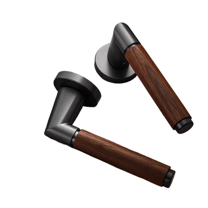 

Walnut Chinese style, inner bedroom room door retro silent magnetic split handle household door handle