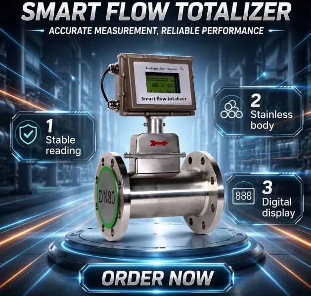 High Precision Gas Turbine Flow Sensor 1.0% Class Flange Connection PN16 PN25 for Energy Monitoring