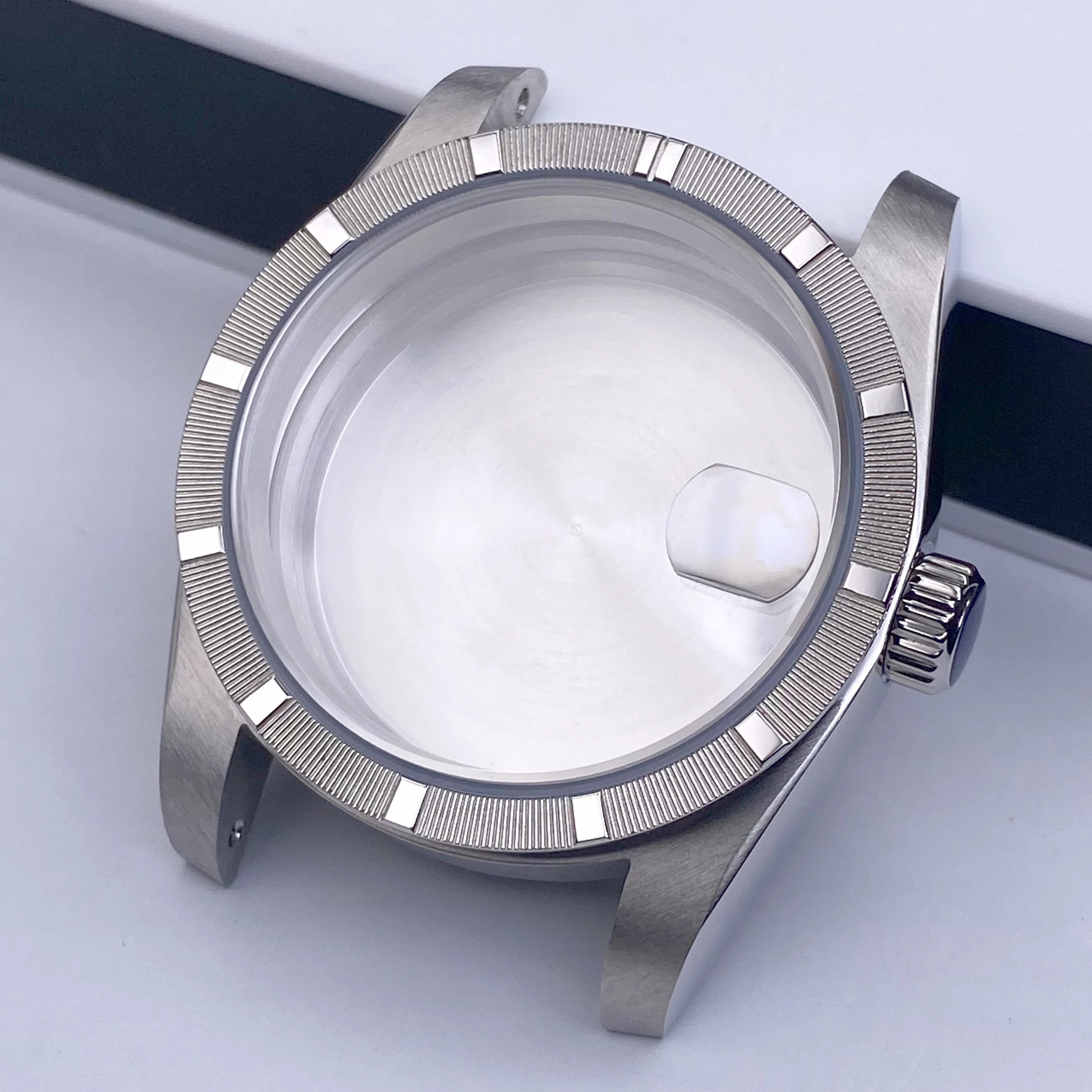 

New arrivals 36mm watch case Engine Turned BEZEL for AK Parts Replacemet Fit NH35/36 Movement Sapphire Glass Stainless Steel