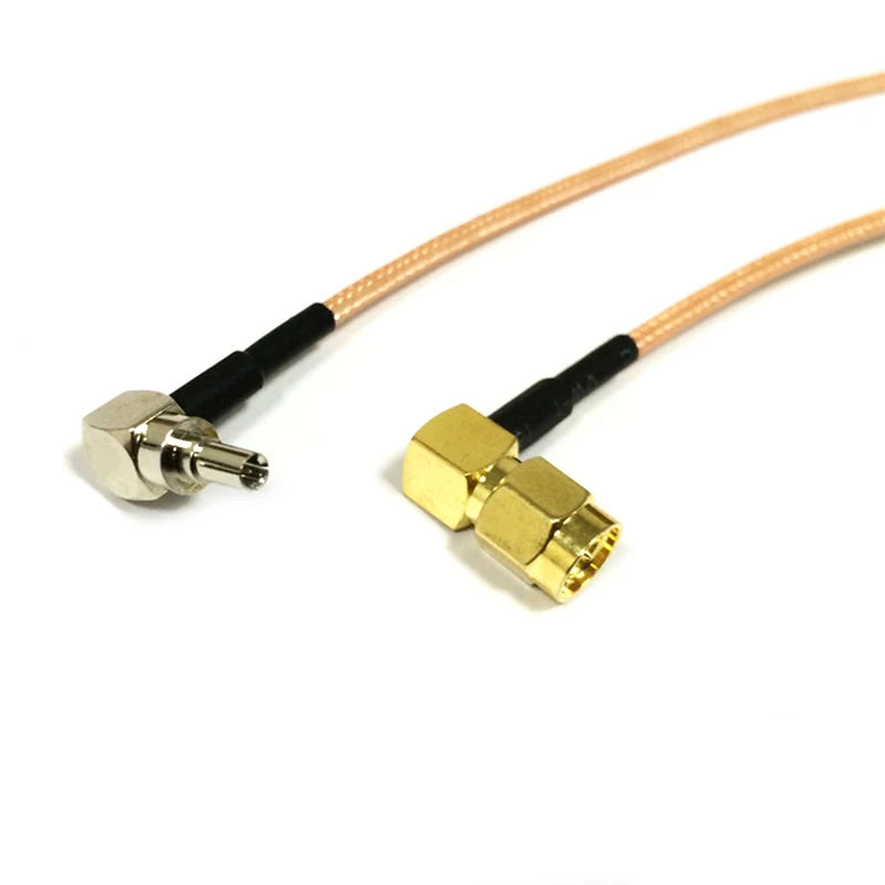 Novo cabo de modem sem fio sma macho plug 90 graus para crc9 ângulo direito rg316 trança atacado navio rápido 15cm 6"