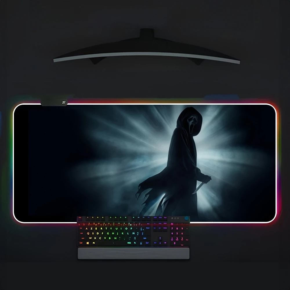 Scream Mouse Pad RGB Large Gaming Computer Keyboard LED Mousepad Office Desks And Laptop Accessories Non Slip HD