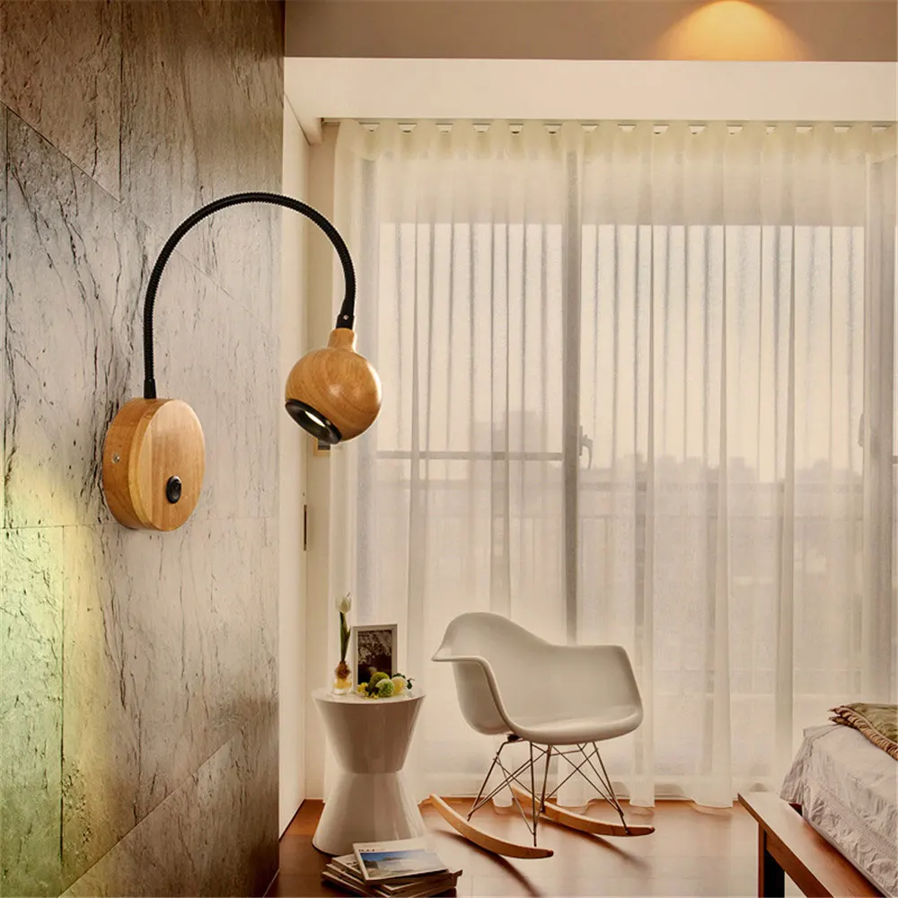 Nordic Solid Wood Wall Light Reading Study Lamps Living Bedroom Bedside Foyer Aisle Hallway Corridor Indoor Decor Wall Lighting