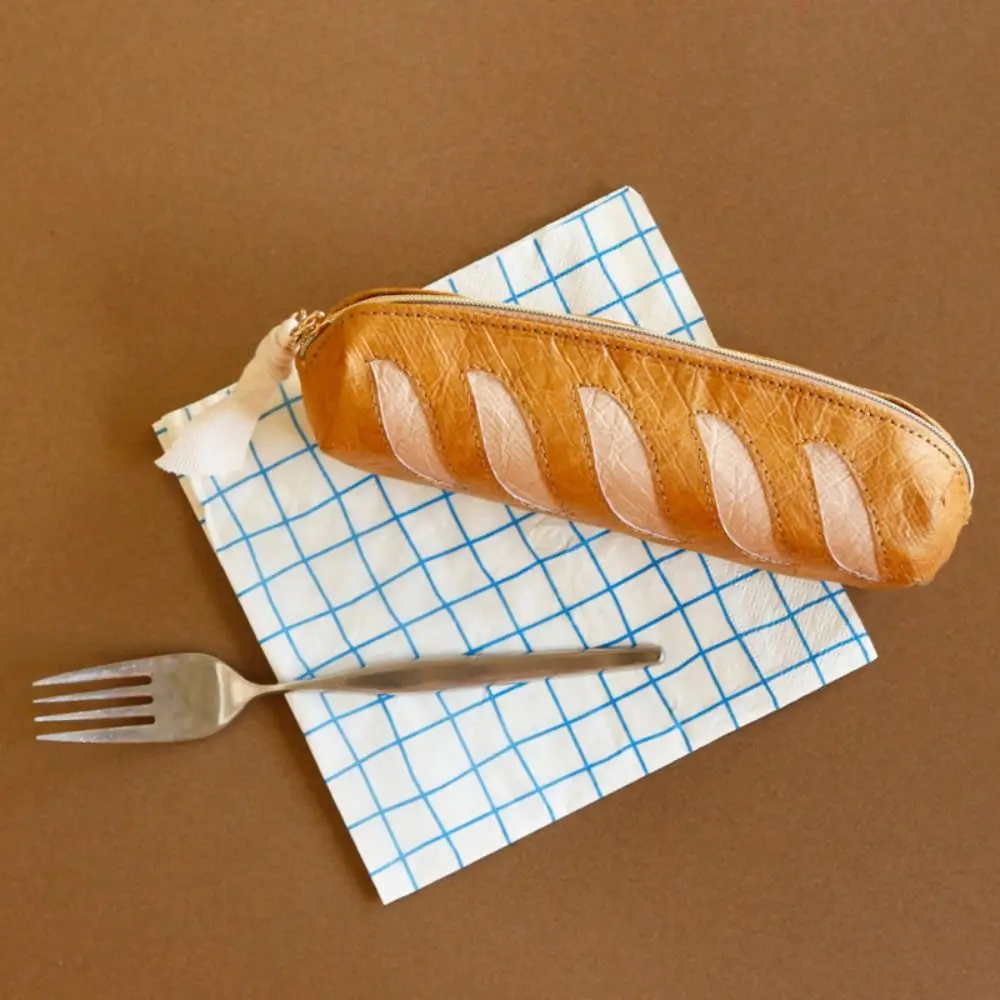 Portable French Bread Pencil Case Zipper Marker Pouch Dupont Paper Pencil Bag Large Capacity Creative