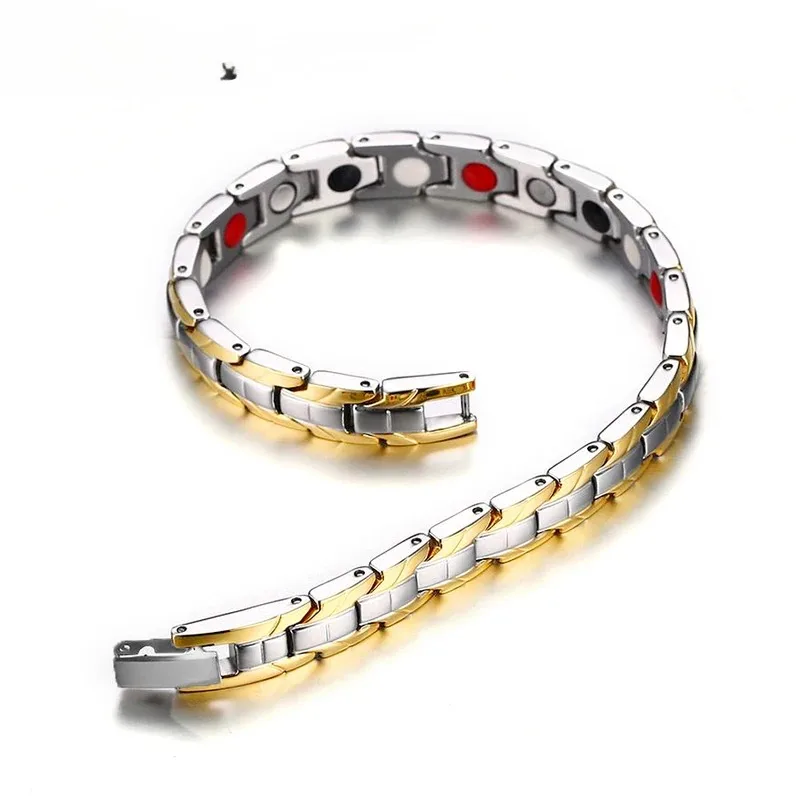 Magnetic Bracelet Health Energy Chain Link Gold-color Magnet Bracelet Benefits 7mm Magnetic Therapy Arthritis Jewelry