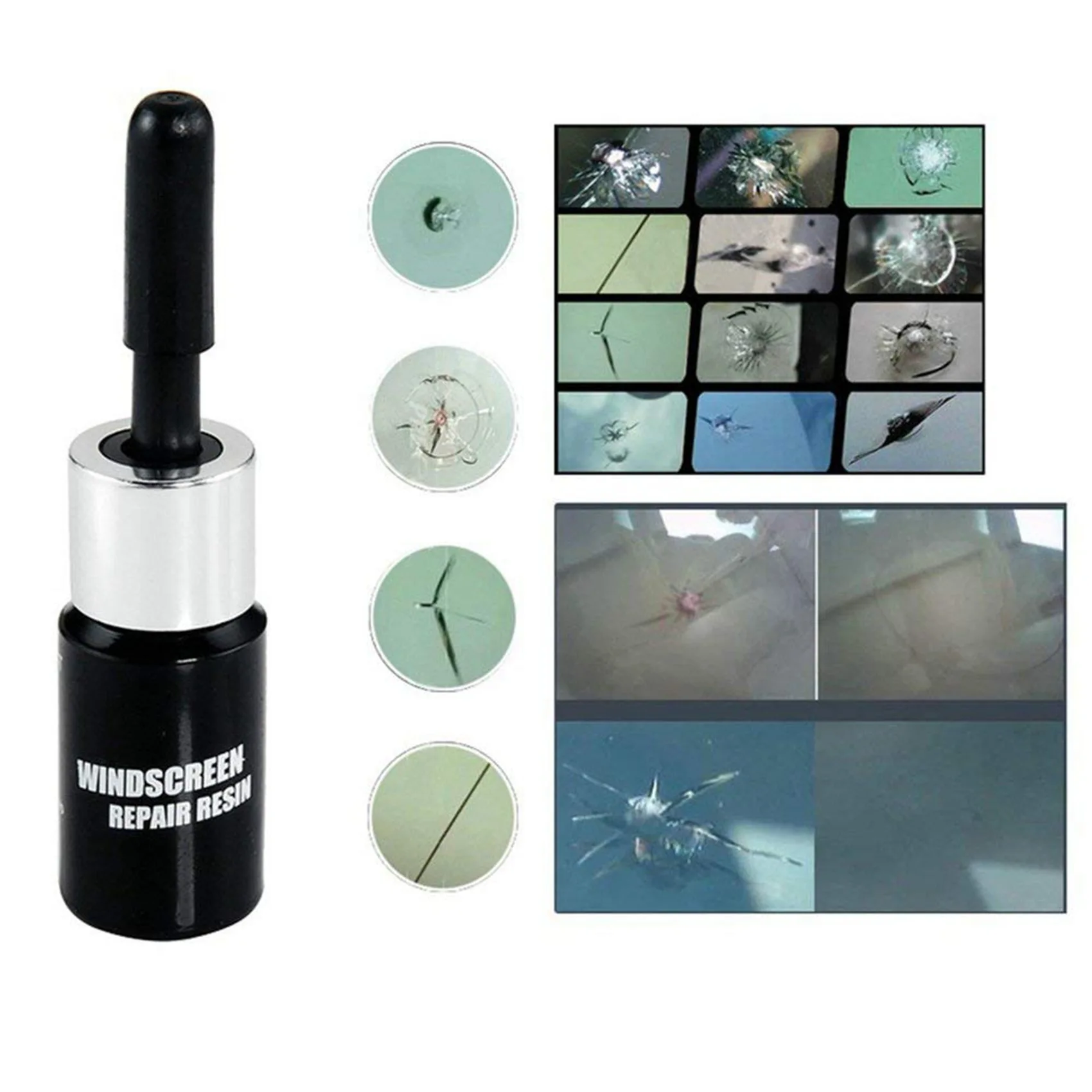 AB46-2X Windshield Repair Kit Cracked Glass Repair Kit To Fix Auto Glass Windshield Crack Chip Scratch