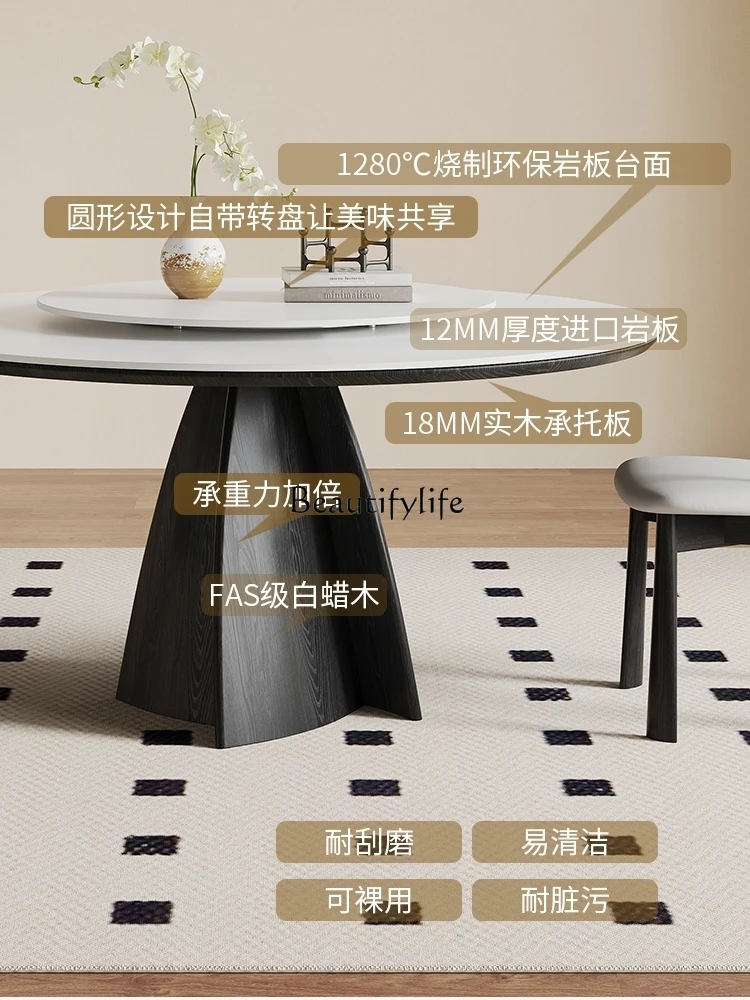 منزل من الخشب الصلب الفرنسي، شقة صغيرة إيطالية حديثة وبسيطة، طاولة مستديرة من بلاطة الصخور القديمة