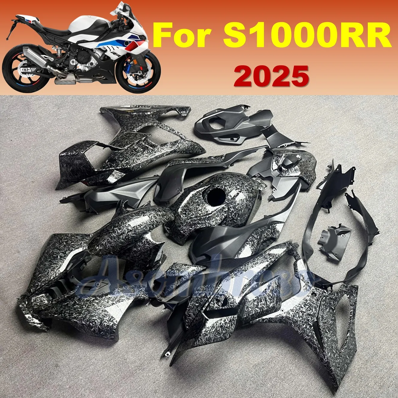Passend für BMW 2025, S1000RR S1000RR, geschmiedete Kohlefaser-Verkleidungsset, Voll-ABS-Kunststoff-Motorradteile, Karosserie mit Tankabdeckung