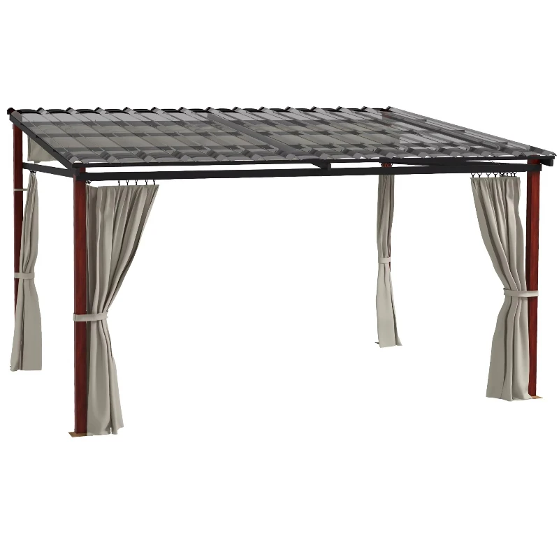 

Outdoor pergola with side awnings and retractable roof in aluminum and metal