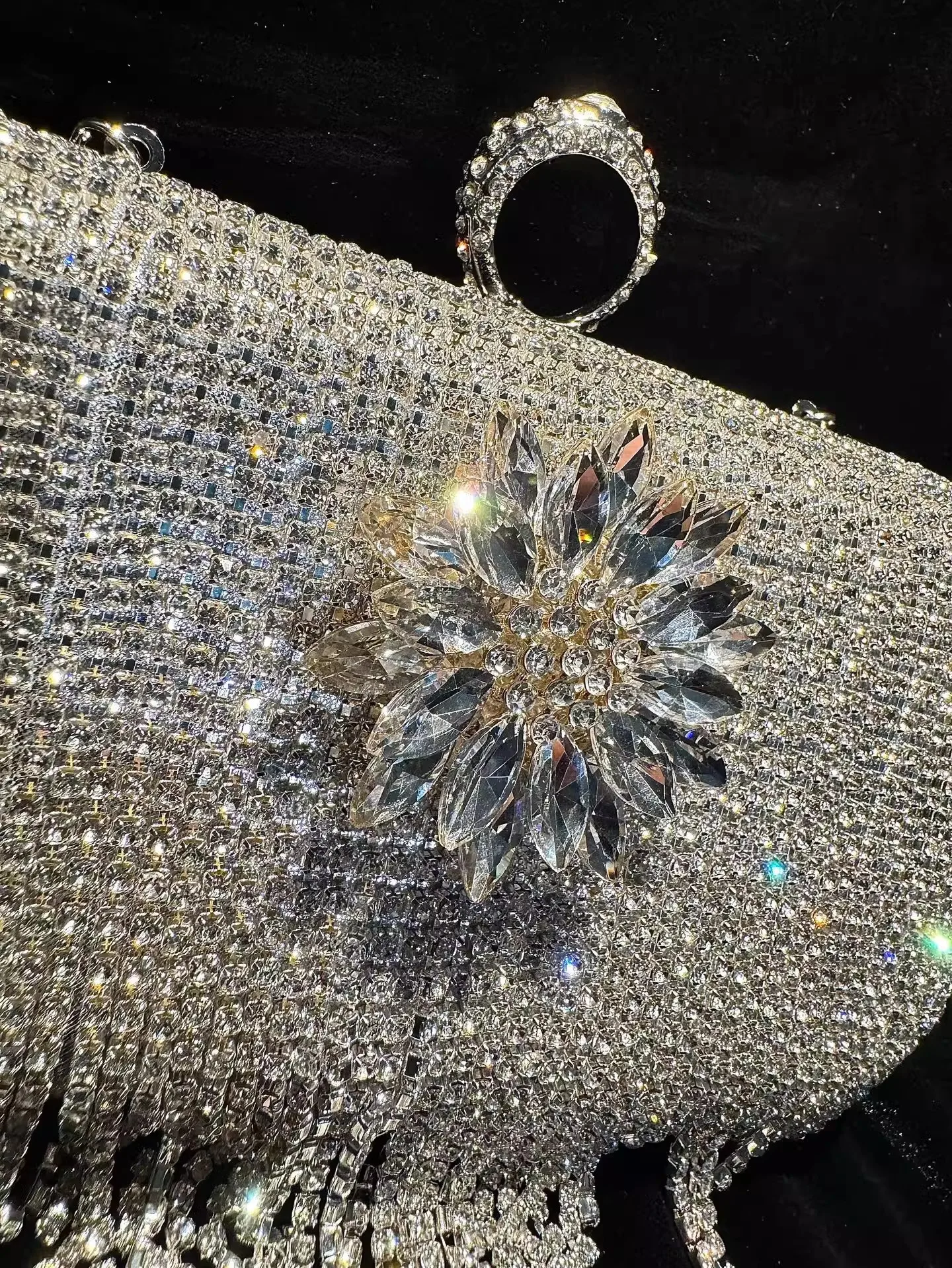 

Bling Shiny Tassel Square Bag Luxury Women Handbag Crystal Shiny Diamonds Evening Bag Wedding Party Clutch Purse Crossbody Bag