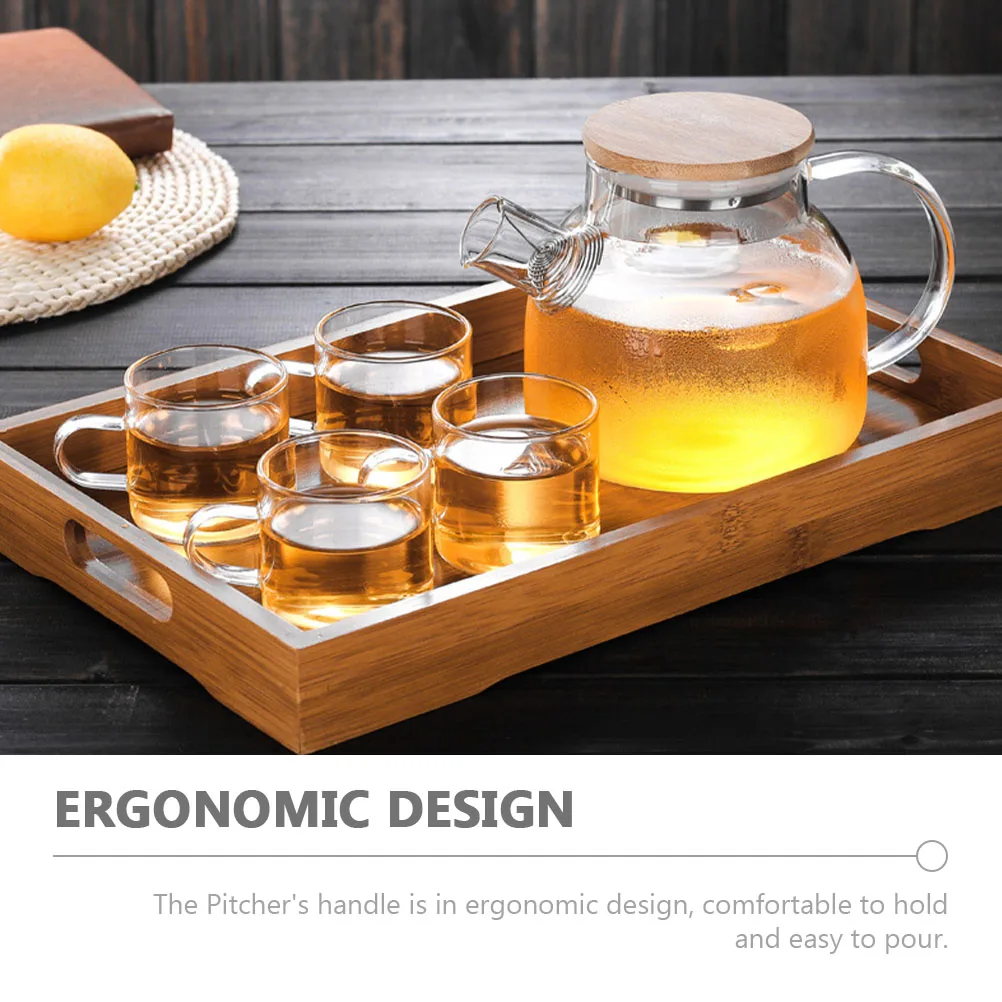 

Ergonomic Handle Glass Pitcher Transparent Cooling Pot Kitchen Necessity Living Room Water Container Glass Beverage