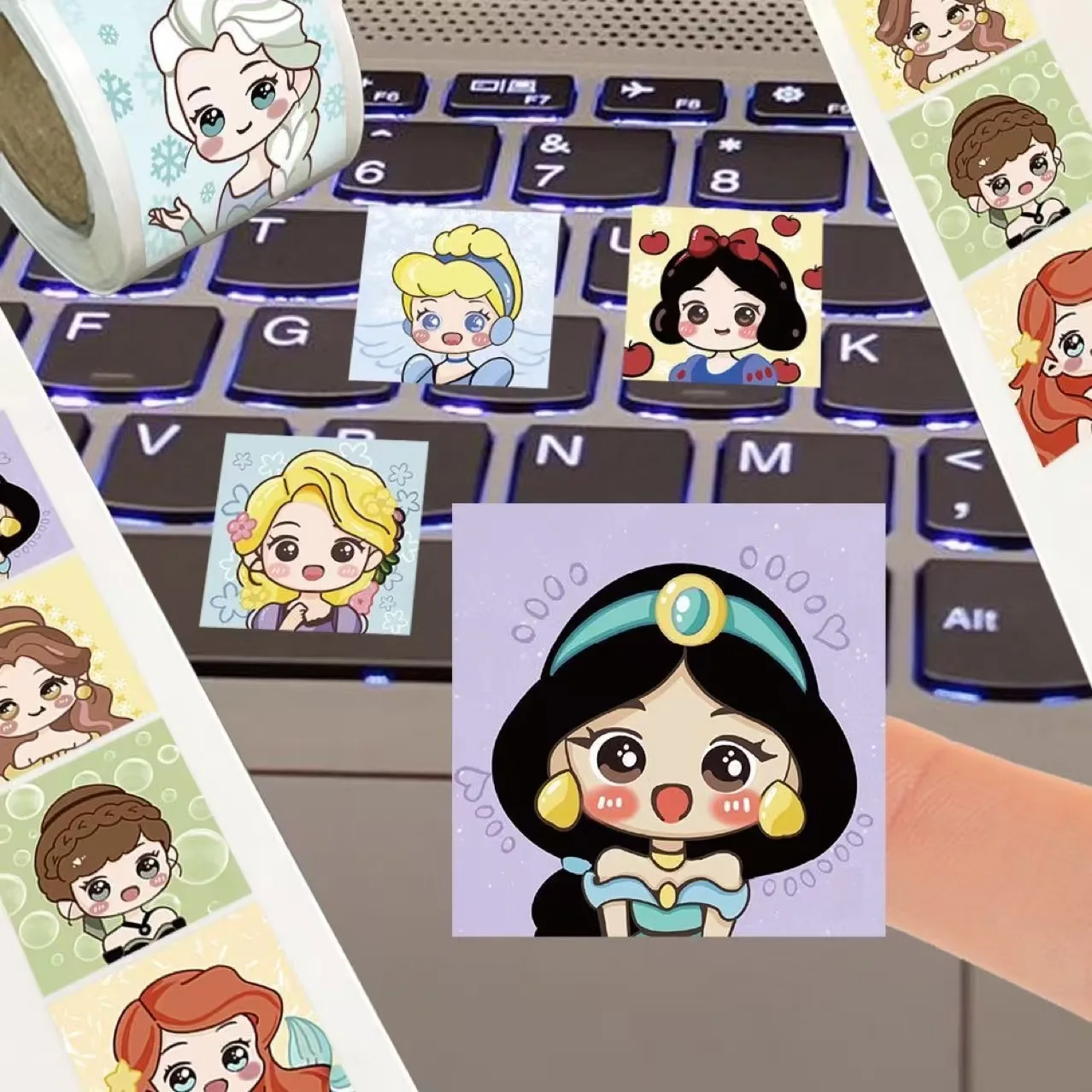 500 قطعة من ملصقات سلسلة أميرات ديزني المختلطة الكرتونية اللطيفة من الفينيل للكمبيوتر المحمول والأمتعة ولوح التزلج وملصقات مقاومة للماء، كاواي #2