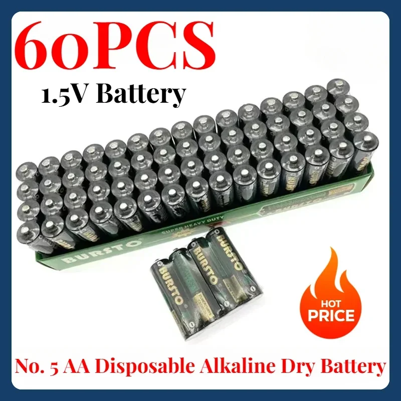 

60 шт. 1,5 В AA одноразовая сухая щелочная батарея для фонарика, электрическая игрушка, MP3, CD-плеер, беспроводная мышь, клавиатура, камера, бритва