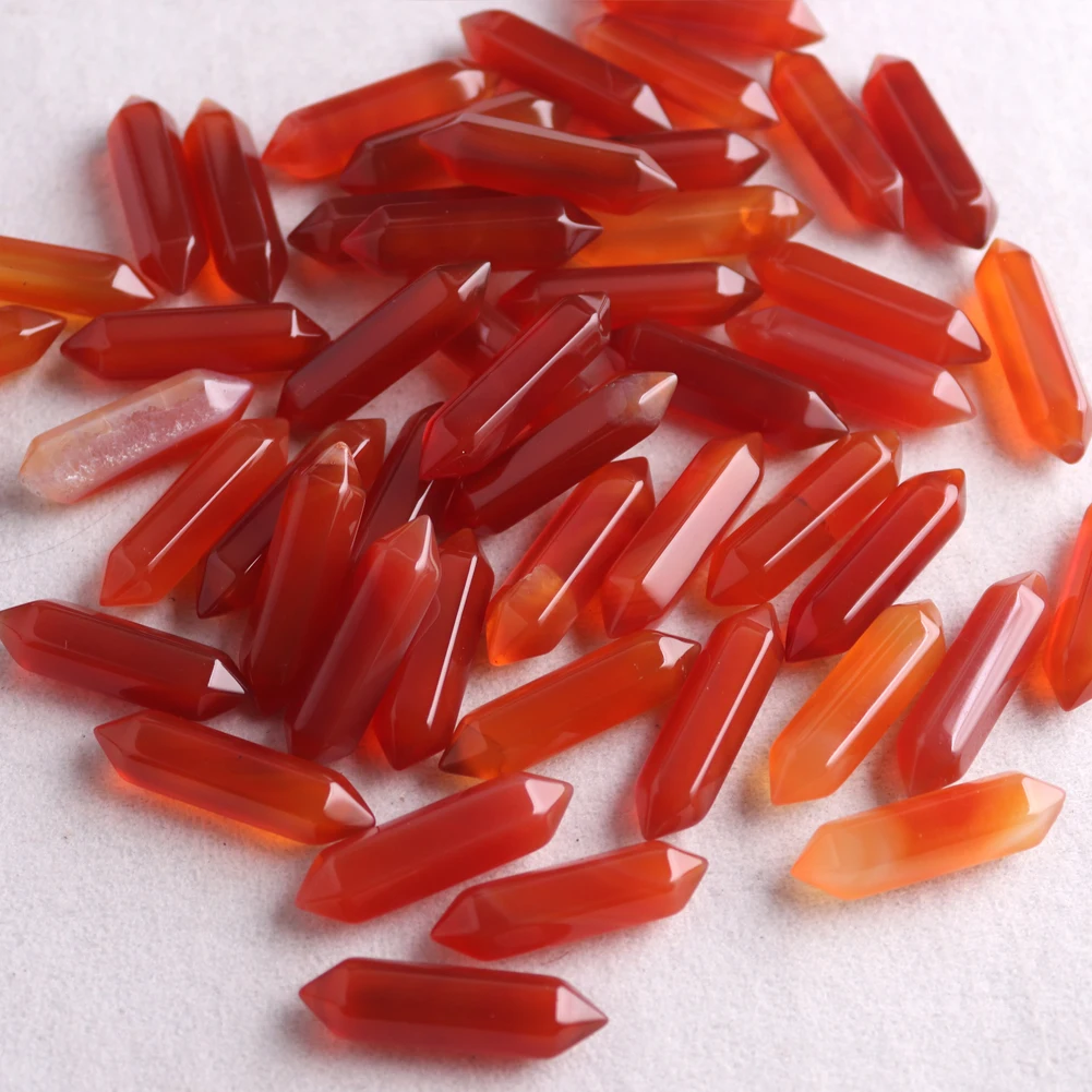 100pcs/lot Natural Stone Carnelian Bullet Hexagonal Beads Healing Energy Pendulum Jewelry Making Wholesale Items For Business