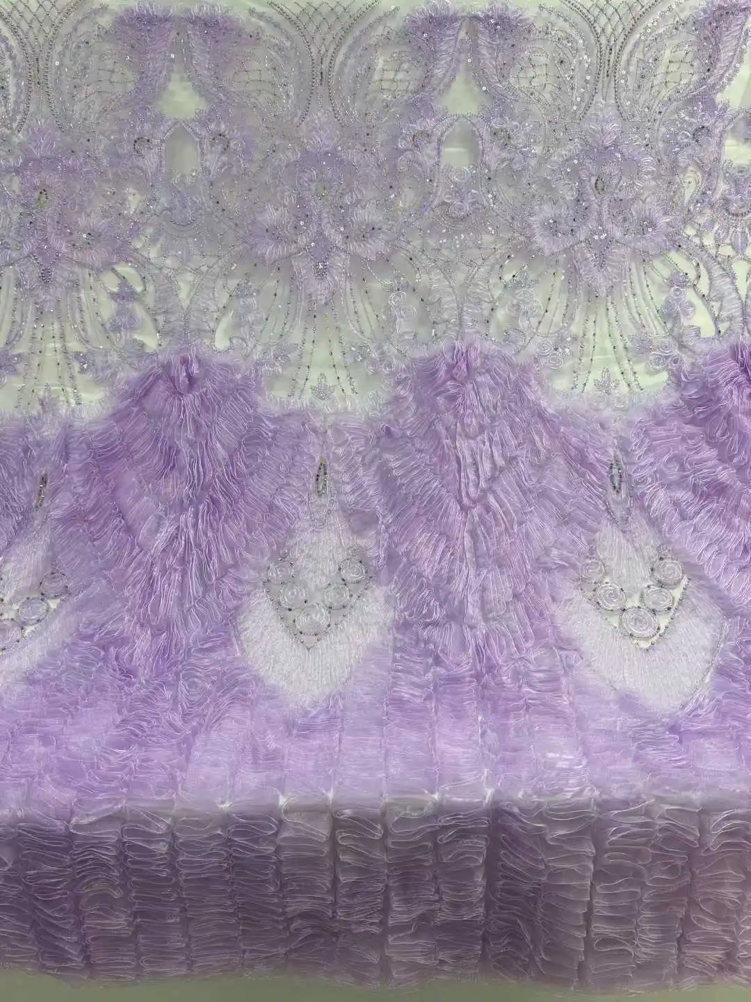 

Latest African 3D Flower Lace Fabric Embroidery French Mesh Lace Fabric With Sequins Groom Nigerian Tulle Lace For Party