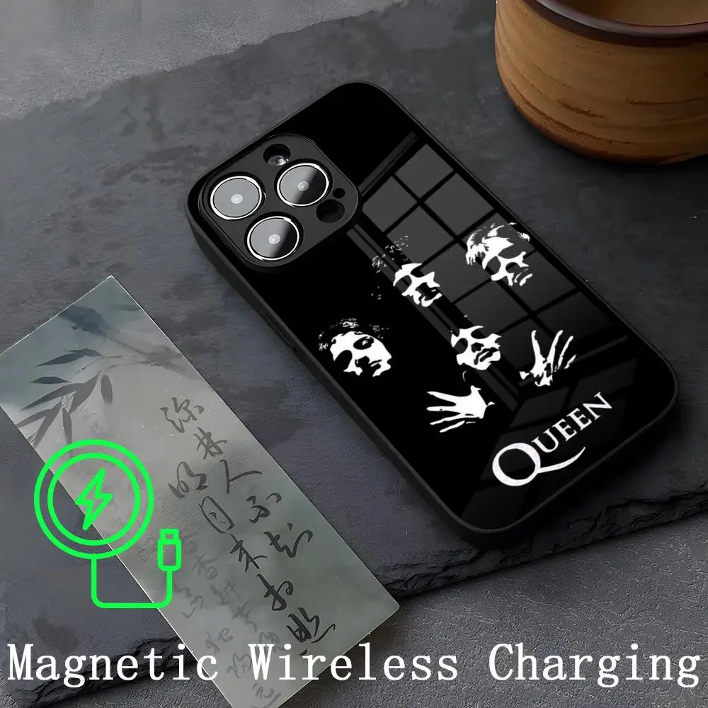 Музыкальный коврик для мыши Queen Band, прочное магнетизное стекло для iPhone 16ProMax 14 15 13 12 15 11 Pro Max Plus Mini Coque