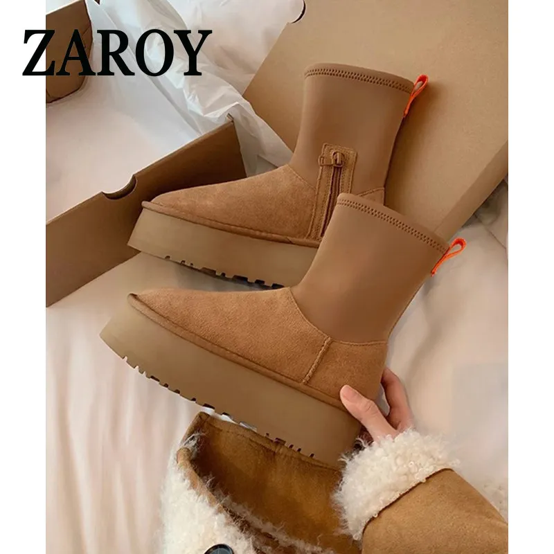 【Outlet Clearance】Thick-soled snow boots for women  winter fleece warm cotton shoes mid-calf