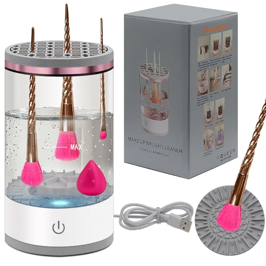 Elektrische Make-up-Pinsel-Reinigungsmaschine: Tragbare Gesichtsschönheitspinsel, Reinigungsmixer mit Silikonhalter, Gesichtspflege-Werkzeug zum Waschen