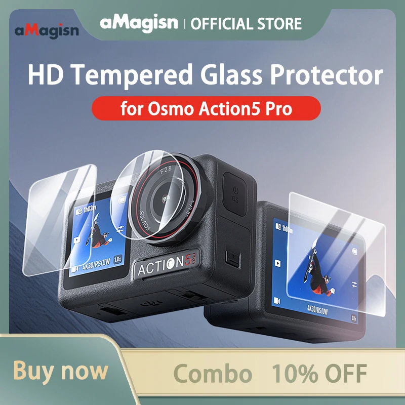 aMagisn HD Tempered Glass Protector for DJI Osmo Action5 Pro Lens Screen Protection Film Accessories for Action5 Pro Camera