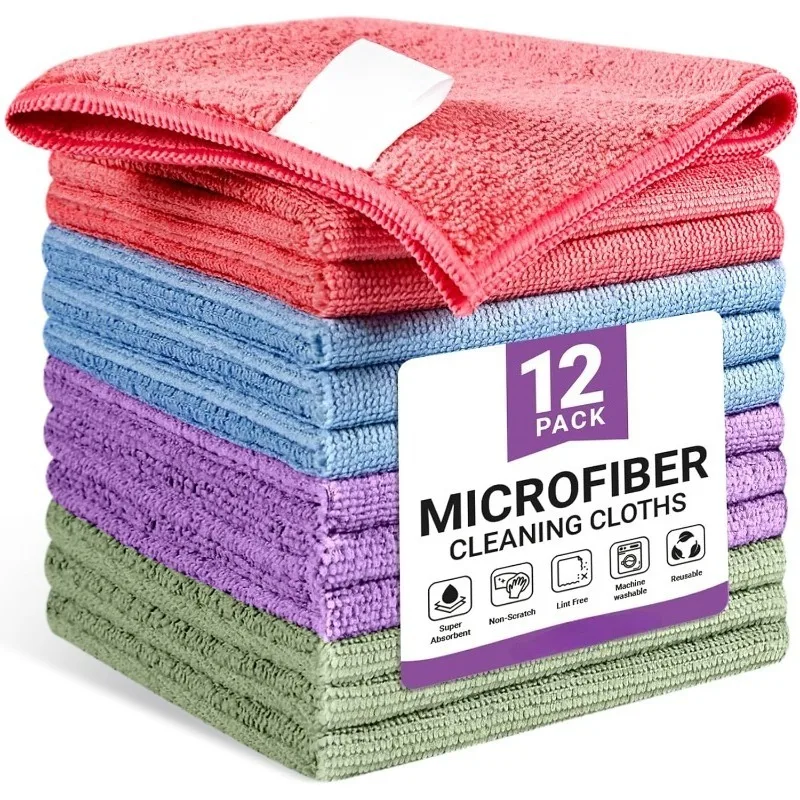 Paños de Limpieza de Microfibra, 5/10/25 Piezas, Paños de Limpieza de Colores Surtidos para el Hogar, Toallas Reutilizables para Coche, Cocina, Baño
