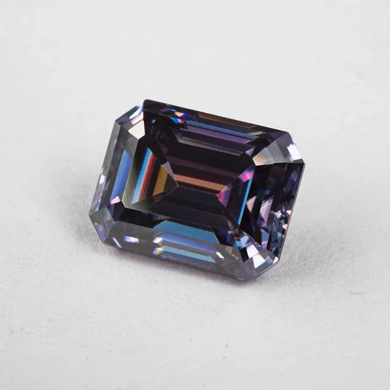 Moissanit, Smaragdschliff, kaiserliche Lila-Farbe, DIY-Charms, Ring, Halskette, Ohrringe, Hauptmaterialien, extrem glänzend, Qualitätssiegel. – Detail 4
