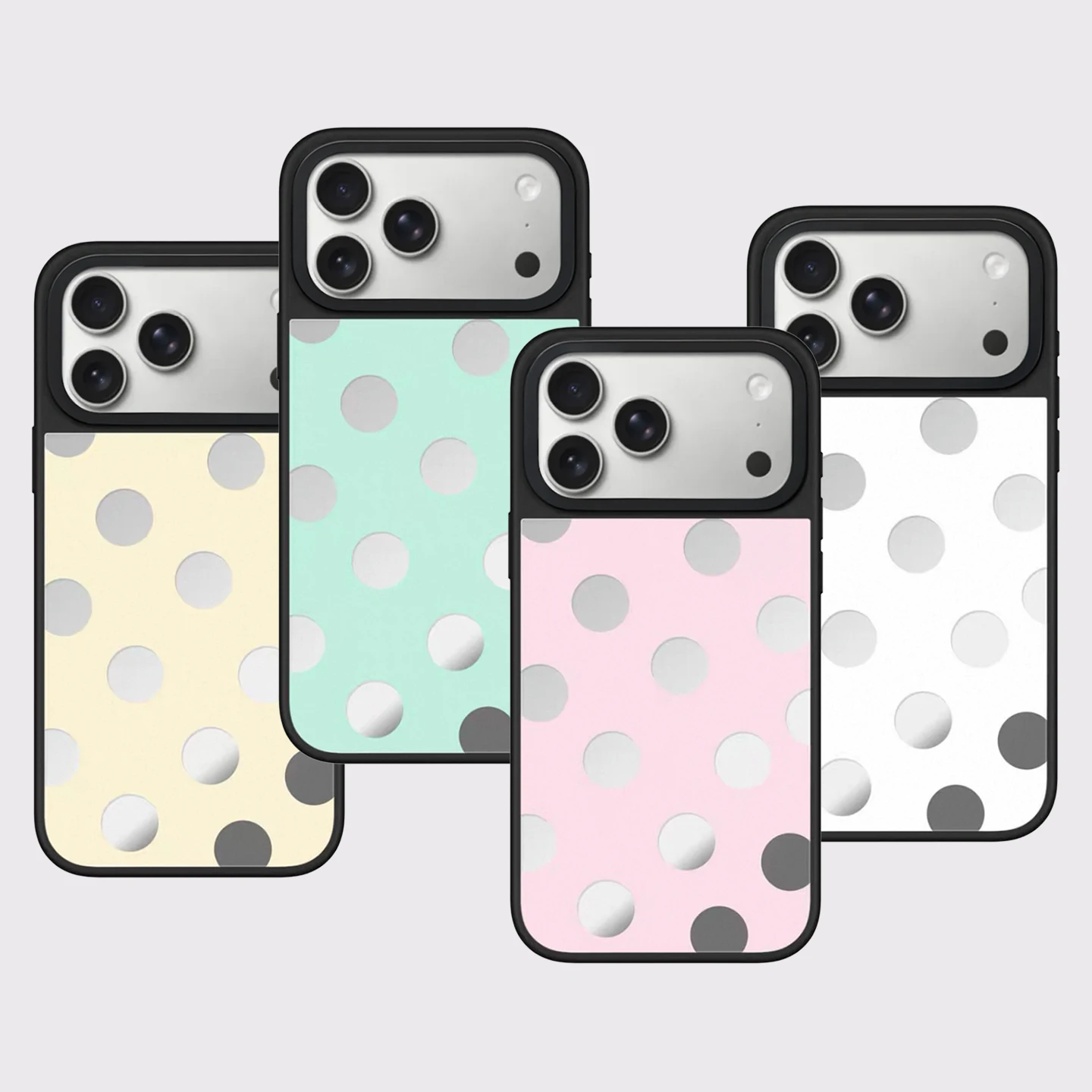 Big Dots Pink Blue Yellow White Mirror Surface Magnetic Phone Case Cover for IPhone 12 13 14 15 16 17 18 Pro Max Case