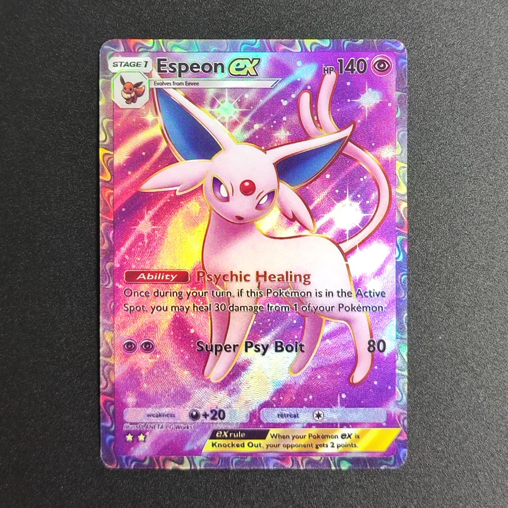 

Proxy Pokemon Card EN Pocket Monsters Espeon EX Super Rare Collectibles Card Single Classic Anime Cards Toys