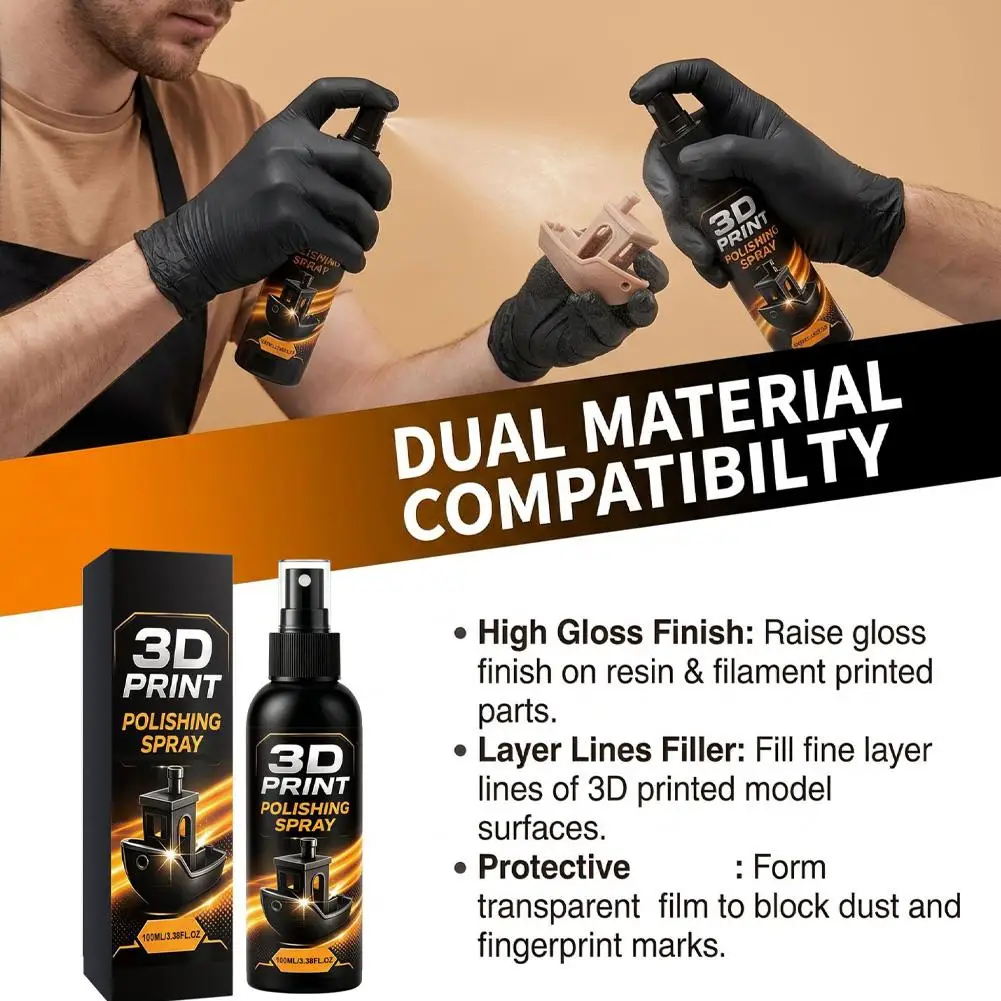 100ml Gloss Boosting 3D Print Polishing Spray Clear Self Leveling Top Coat Hide Layer Lines Fine Mist Protective Gloss Spray