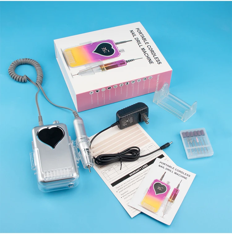 Wholesale Rechargeable Battery Brush Electric Nail Drill Machine 35000rpm FOB Manicure Pedicure Nail Drill Bit Set image 6