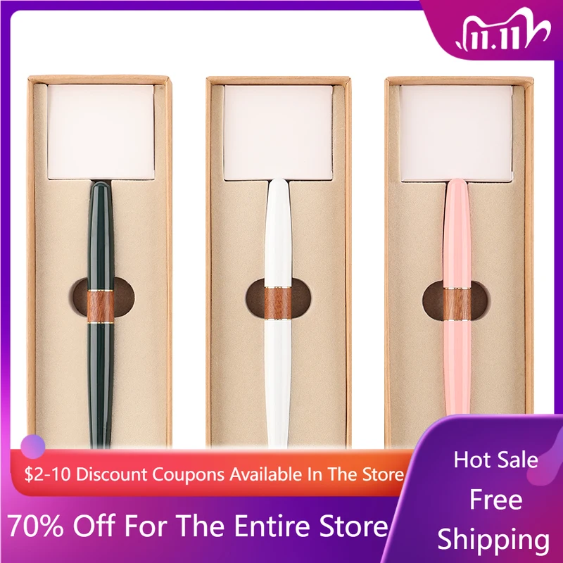 

Luxury Writing Metal+Wood Dip Pen Office Student Soft Pen with Ink Absorber Brush Flower Pens for Writing Practice Calligraphy